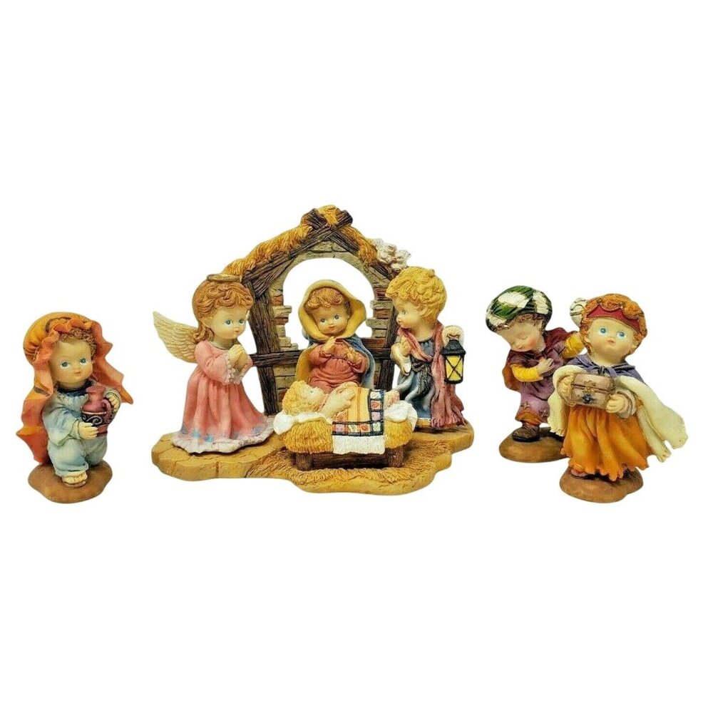 My First Christmas 2000 Kids Nativity Scene Set – 7 Pc Resin Manger Figures